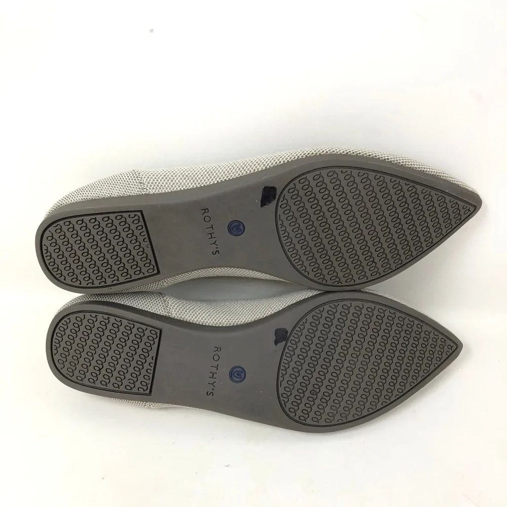 Rothy's Womens 8.5 The Point Travel Foldable Flats Light Grey Pointed Toe Com